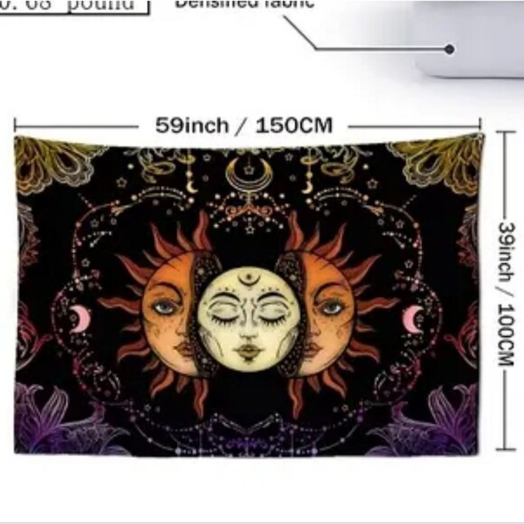 CONSTELLATION Sun Moon stars tapestry boho vibes mandala wall sheet - Picture 4 of 5